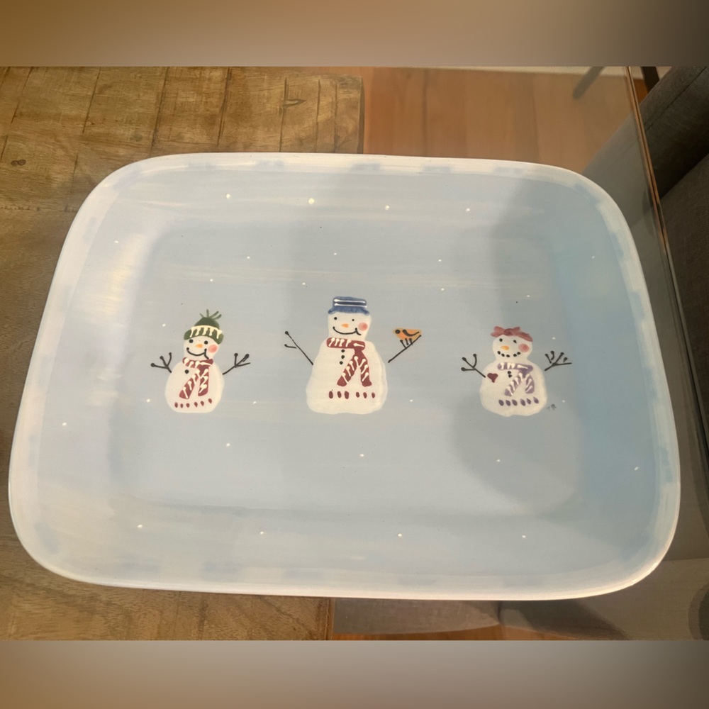 Hartstone pottery Christmas snowman platter